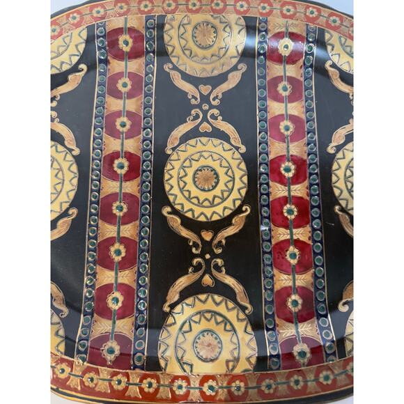 Heavy Decorative Platters by Oriental Accent Gold Trim Lot of 2 - Picture 9 of 10